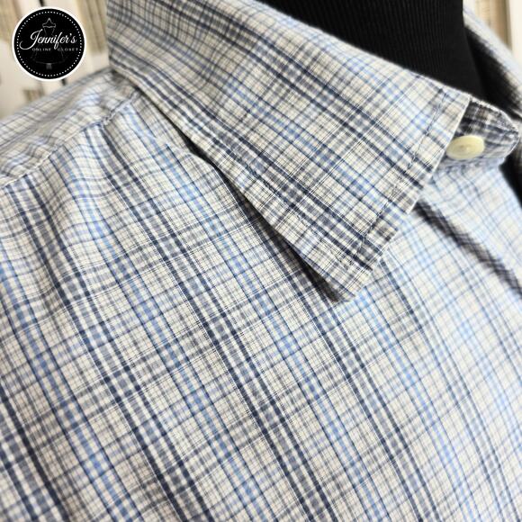 Eddie Bauer Men's Classic Fit Blue & Gray Plaid Long Sleeve Shirt Size XXL - Picture 5 of 11